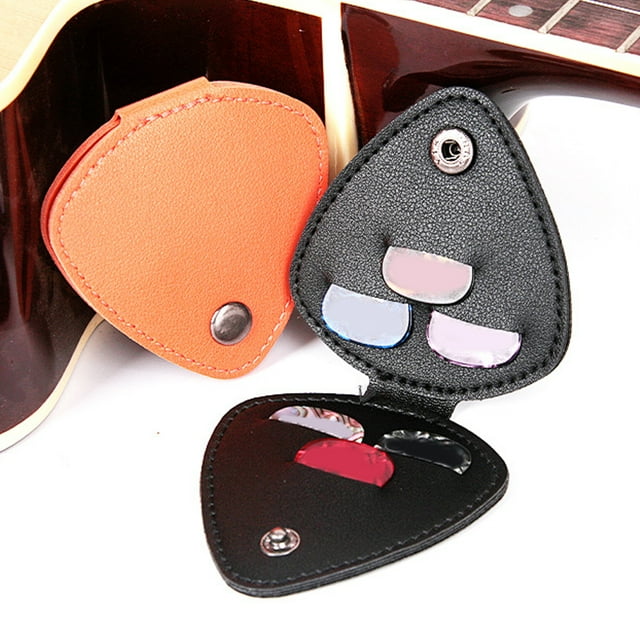 Sac de Rangement pour Médiators de Guitare 6 Emplacements en Cuir PU avec Boucle en Métal Pochette pour Utilisation Quotidienne