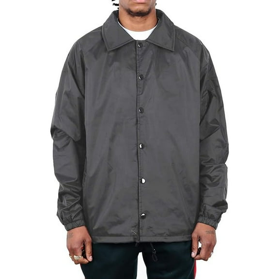Shaka Wear Men’s Coach Jacket Classic Windbreaker, Water Resistant, Relaxed Fit - Dark Gray - Medium