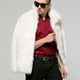 thumbnail image 2 of Hombres Sólido Casual Stand-up Collar Faux Cardigan Chaqueta de invierno de doble botonadura Abrigos Pompotops oipoqjl21448, 2 of 6