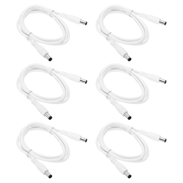 Uxcell Cable de extensión de poder DC de 5.5x2.5mm macho a macho de 3 pies, 6 piezas de adaptador de cable de 24AWG, color blanco