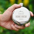 thumbnail image 3 of Weddingstar Customizable Silver Stainless Steel Round Hip Flask \u2013 Mountain Engraving, 3 of 3