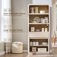 thumbnail image 6 of Aitjunz 71'' Tall Kitchen Storage Cabinet with Door and Drawer, Wooden Pantry Cabinet w/ Open Shelf and Adjustable Shelf, 5 -Tier Large Cabinet w/ Cured Profile Design for Dining Room, 6 of 7