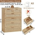 thumbnail image 2 of LEYAOYAO 41" Tall Storage 6-Drawer Rattan Chest of Drawers with Gold Handles for Bedroom, Entryway, Natural Oak, 2 of 9