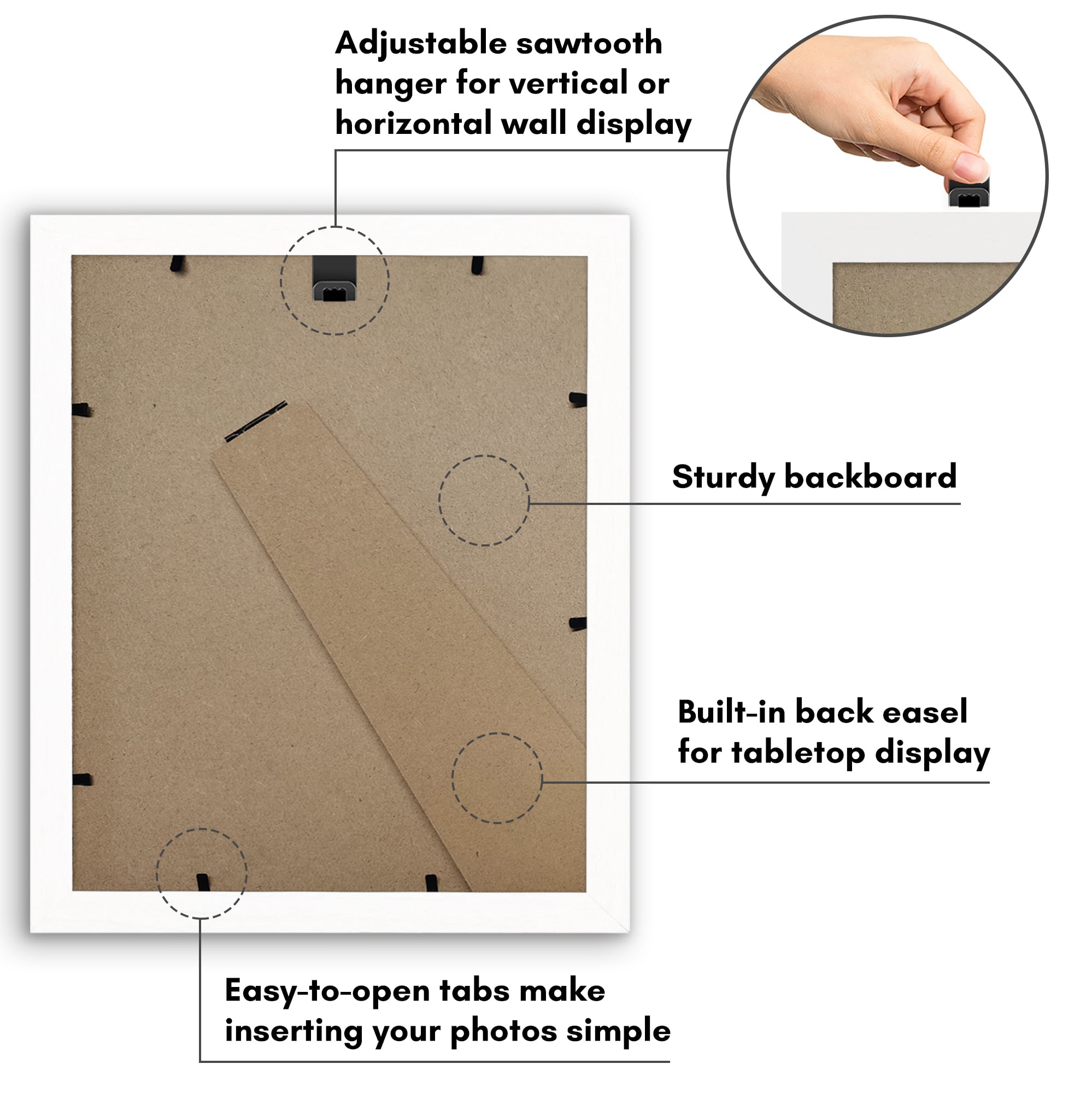 Americanflat 8x10 Picture Frame with Wavy Mat Shatter-Resistant Glass elevate cherished photos - White