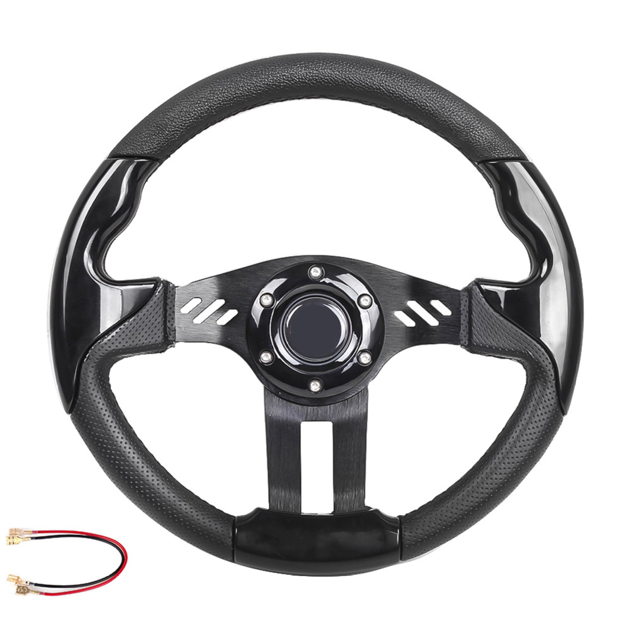 MoreChioce Racing Car Sports Steering Wheel 13Inch PU Leather 6 Bolt