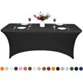 thumbnail image 2 of Elastic Table Cover, 4~6Ft Rectangle Tablecloth, for Wedding Event Patio Table Decorations Elastic Fabric Stretch Table Covers Washable, Multi-Color Option (Dark blue,6FT), 24062004CX, 2 of 7
