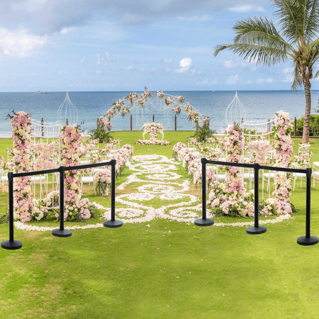 Yaheetech 6-Pack Stanchion with 6.5 Foot Retractable Belt Crowd Control Stanchion Queue Line Post Barrier