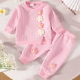 thumbnail image 2 of shoper Floral Print Girls Two Piece Set Long Sleeve Top and Pants Casual Outfit for Toddlers, 2T Girls Clothes, 2 of 6