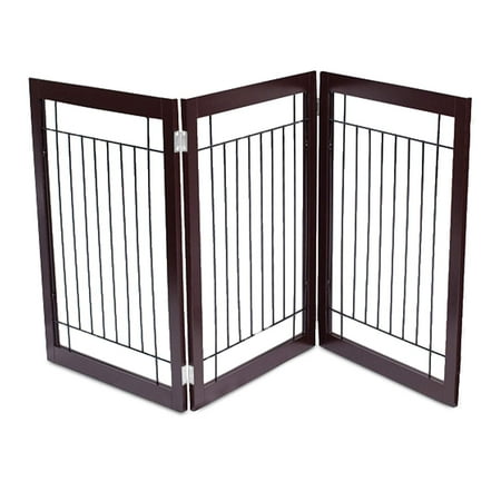 UPC: 0810004140165 | Internet s Best Traditional Wire Dog Gate – 3 Panel – 30  Tall – Espresso