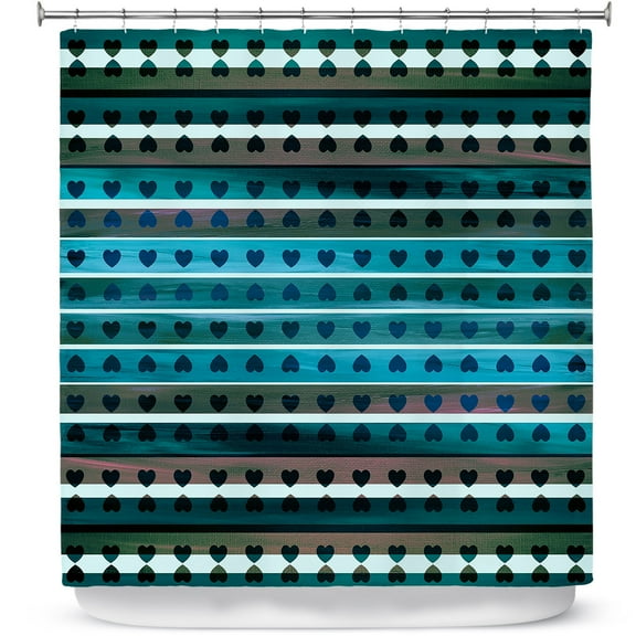 Shower Curtains 70" x 84" from DiaNoche Designs by Julia Di Sano - Heart Love Teal twist