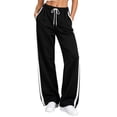 thumbnail image 2 of Ruohan Women's Wide Leg Sweatpants, High Waist Drawstring Track Pants with Pockets, Side Stripe, 2 of 8