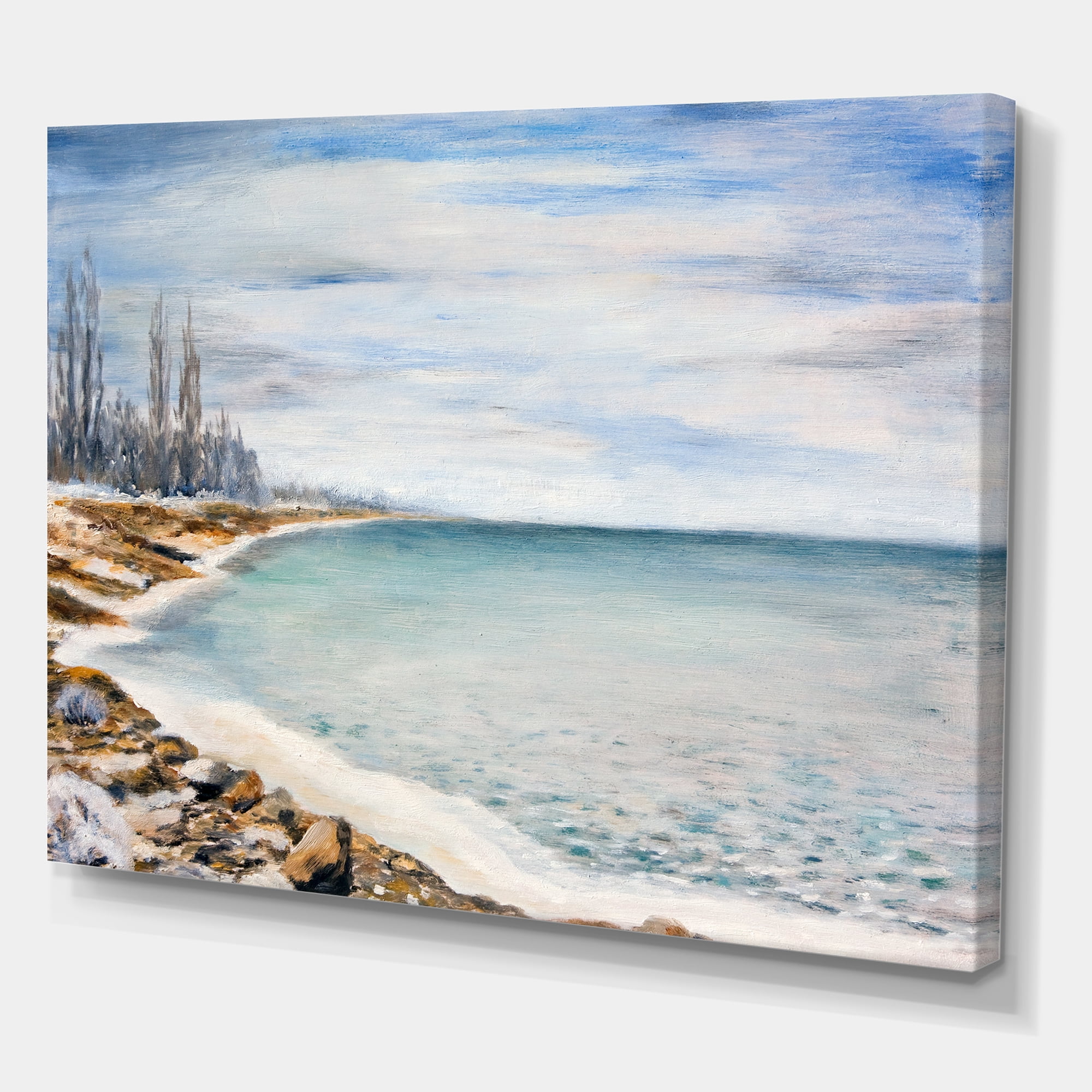 Designart ' Beach Is Covered With Ice ' Nautical & Coastal Canvas Wall Art Print