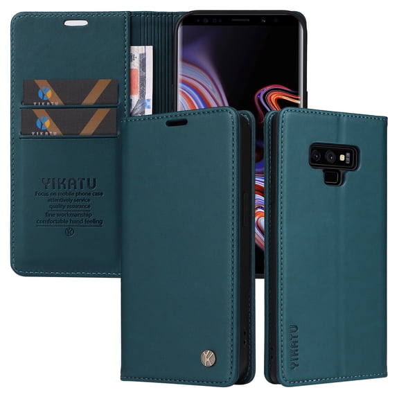 Wallet Case for Samsung Galaxy Note 9, Kickstand and 2 Card Slots, Shockproof and Scratch Resistant, Blue