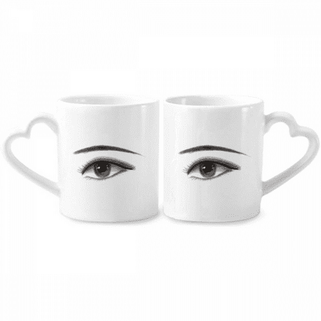 

Peach Blossom Delicacy Eyes Couple Porcelain Mug Set Cerac Lover Cup Heart Handle