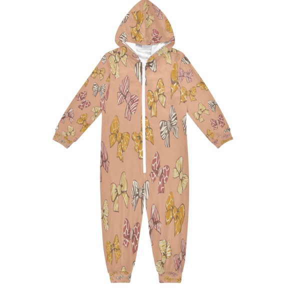 Soft Big Kids Onesie Pajamas Cozy Loose-Fit Jumpsuits for kids with Pockets for Christmas Lounge & Play Cute Animal Print Bows