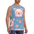 thumbnail image 2 of Fotbe Cute Pig Flowers Men's Camiseta sin Mangas Estampada para Hombres, Playera Casual para Gimnasio, Entrenamiento, Playa-Small, 2 of 7