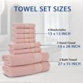 thumbnail image 4 of JML Pink Bath Towel Set of 8 Pieces - Cotton Blend Highly Absorbent Towels for Bathroom, 2 Soft Bath Towels, 2 Hand Towels, 4 Washcloths, 4 of 6