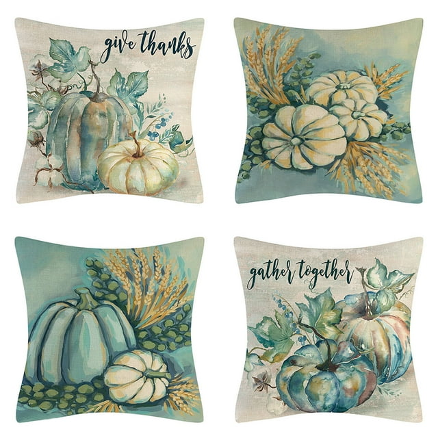 Fall Pillow Cover 18x18 Inch Set of 4 Pumpkin Pillowcase for Home