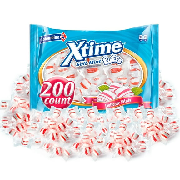 Soft Mint Puffs Candy - Velvety Peppermint Flavor, Individually Wrapped, Perfect for Sharing, Ideal for Events and Holidays, 200 Count