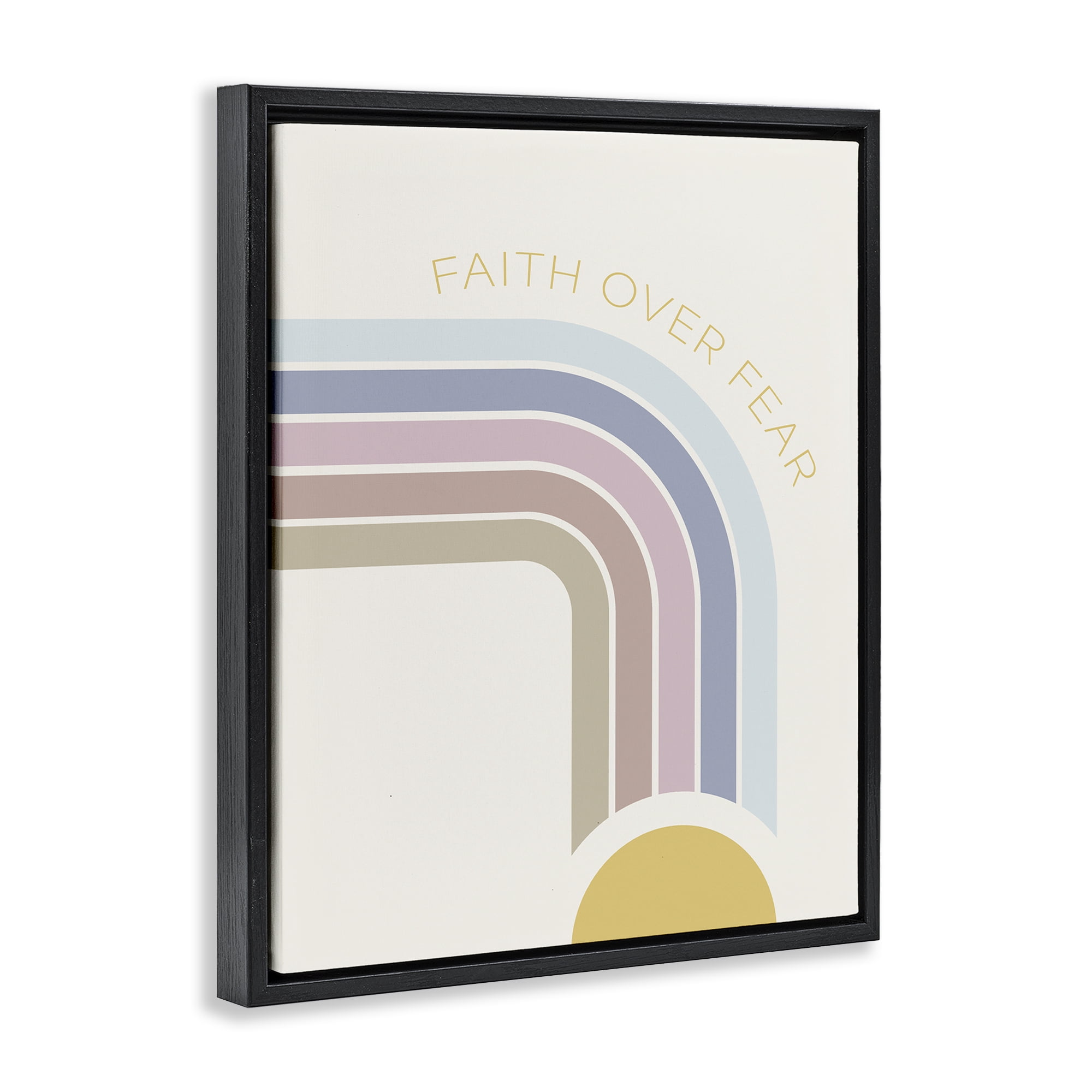 Stupell Industries Faith Over Fear Rainbow Black Framed Floater Canvas Wall Art, design by SD Graphics Studio