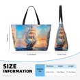 thumbnail image 2 of Large Beach Bags Water-resistant Sandproof - Sailing Ship Ocean Sunset Cute Beach Tote Bags for Women with Zipper, 2 of 6
