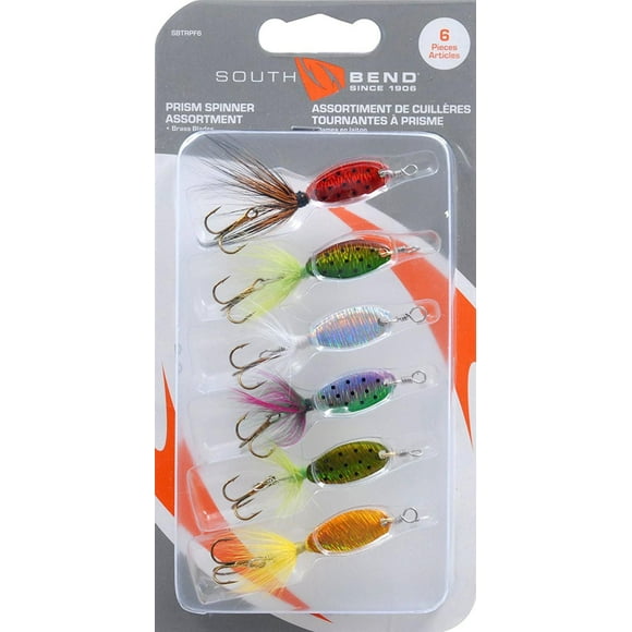 South Bend Prism Spinners, The South Bend Prism Spinners six-pack includes the most popular sizes and colours.