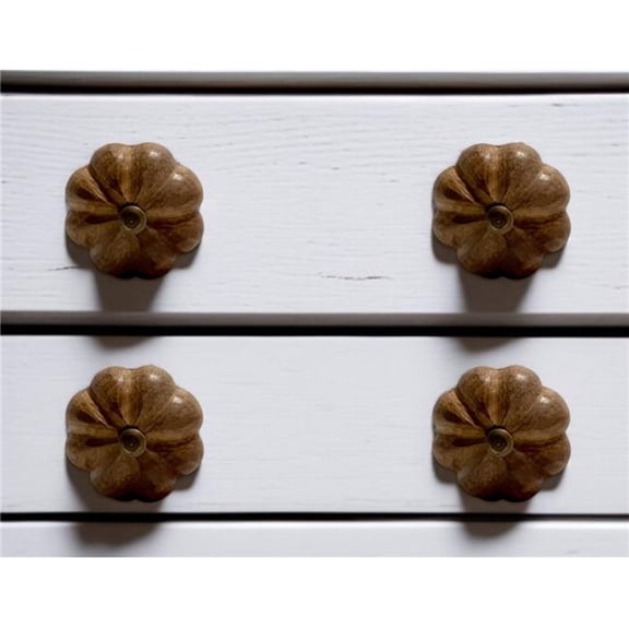 HomeRoots 635769 Brown Wood Flower Shaped Drawer Pull Knobs - Set of 6