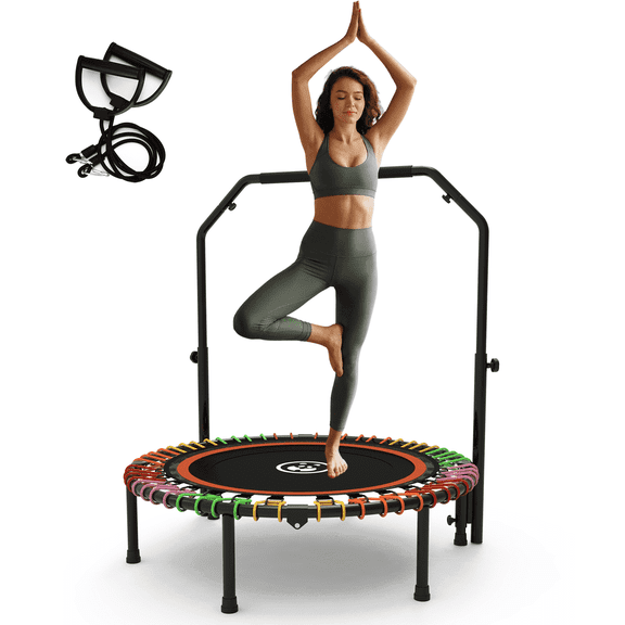 DVH 48" Collapsible Indoor Fitness Trampoline with Bungees, Rebounder Trampoline for Adult/Kids, Workout 550lb Weight