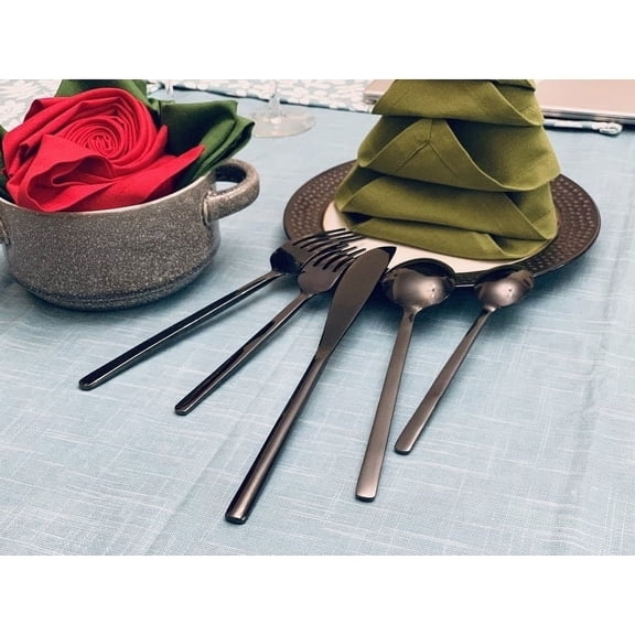 Vibhsa Stainless Steel Black Flatware set of 20 (Glossy Finish)