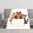 thumbnail image 2 of Cozy Flannel Blanket with Cartoon Animals Design - Soft Warm Perfect for Sofa Travel Bed and Chair - Durable & Comfortable, 2 of 7