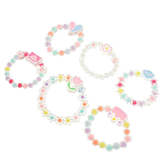 DESIGNICE 6 Pcs Bracelets Kids Jewelry Kids Bracelet Children Jewelry Toddler Girls Beaded Bracelet Cartoon Bracelet Jelly Color Plastic Baby Beaded Bracelets