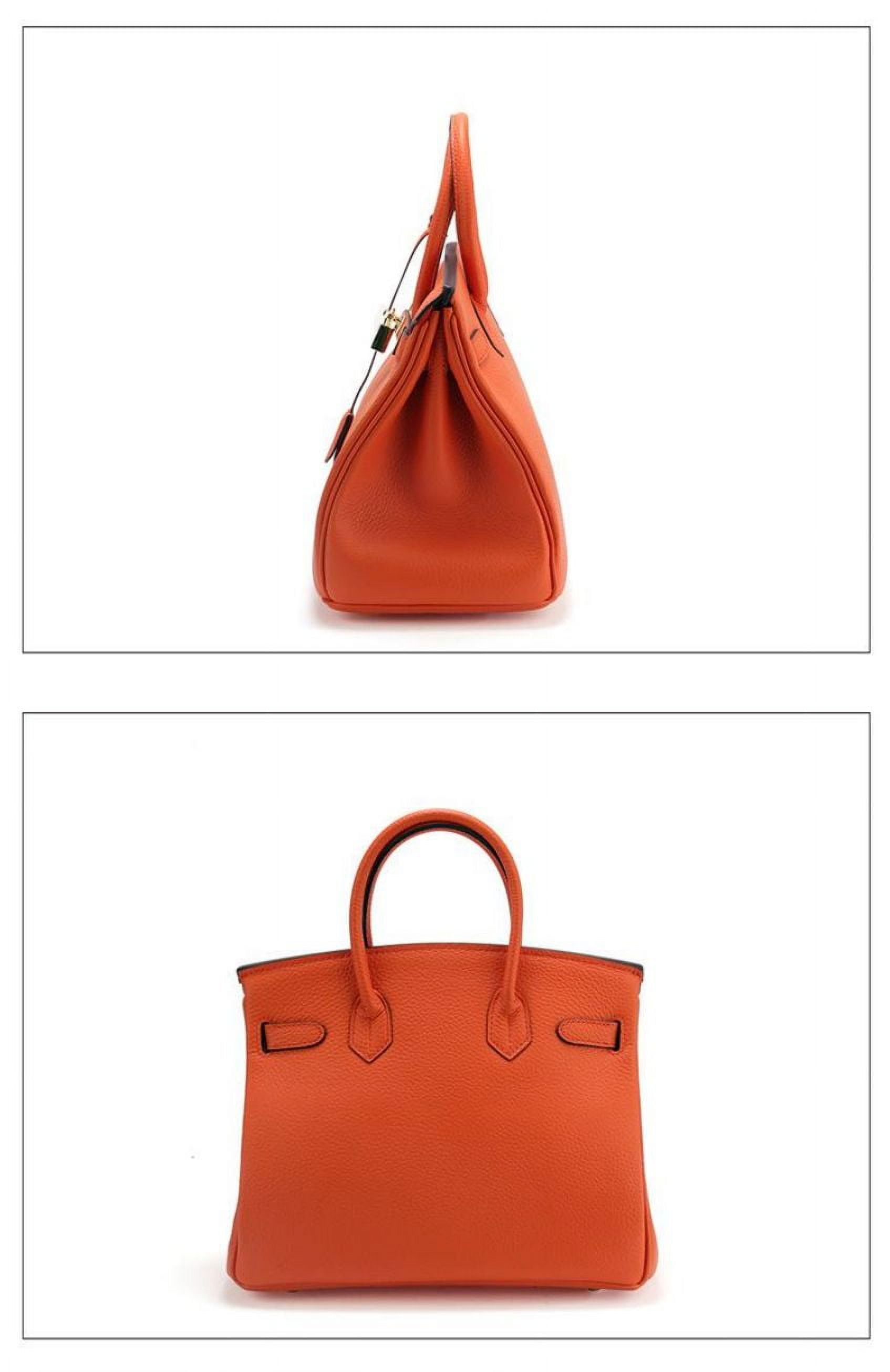 KAMUGO Genuine Leather Handbags Purses for Women , Orange Shoulder Bag ,  Handle Satchel Ladies Crossbody Bags 20# 