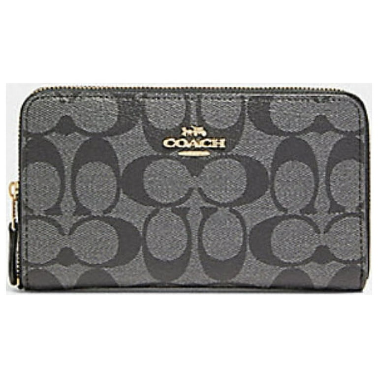 Coach Medium Zip Around Wallet in Signature Canvas (Black Smoke