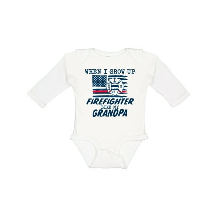 

Inktastic When I Grow Up I Want to Be a Firefighter Like My Grandpa Gift Baby Boy or Baby Girl Long Sleeve Bodysuit