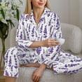 thumbnail image 6 of Pofeuu Lavender Flowers Print Womens Pajamas Set Long Sleeve Sleepwear Button Down Nightwear Soft Pj Lounge Sets Button Down Pajamas Women-Small, 6 of 7