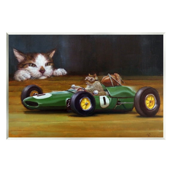Stupell Industries Funny Squirrel in Race Car Animals & Insects Painting Unframed Art Print Wall Art, 15 x 10