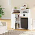 thumbnail image 5 of HOOBRO Double Trash Cabinet, 20 Gallon Freestanding Trash Can Cabinet, Removable Shelf & Anti-Tip Kit, Freestanding Kitchen Trash Storage Cabinet, White and Natural WN05LJ01, 5 of 9