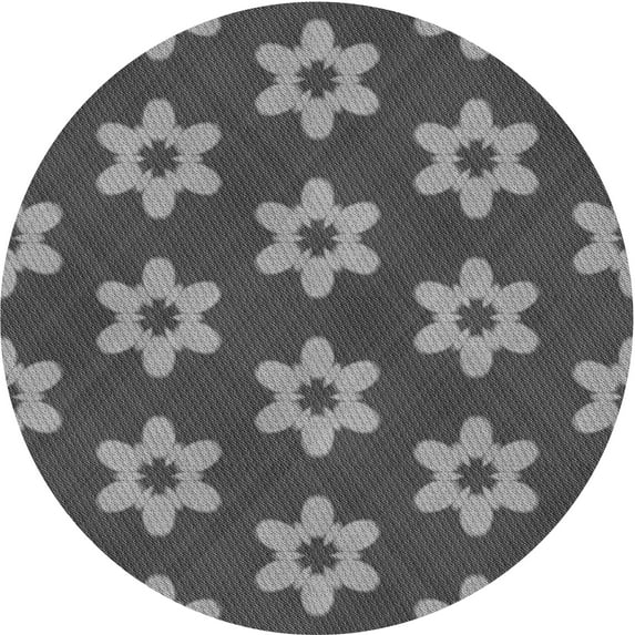Ahgly Company Indoor Round Patterned Gunmetal Gray Area Rugs, 5' Round