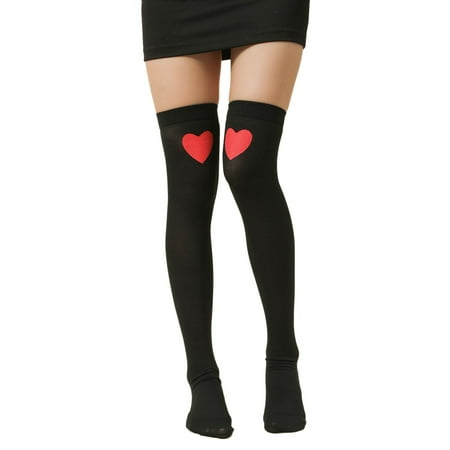

Follure Womens Thigh High Socks Girls Valentine s Day Sock Heart Love Prints Sock Party Costume Accessories