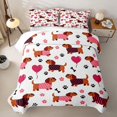 thumbnail image 2 of Homewish Pet Dachshund Quilt Full,Dog Paws Full Bedspread Sets,White,Heart Balloon Decor,3pcs, 2 of 7