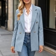thumbnail image 7 of Xinsrenus Women’s Loose Suit Jacket Basic Solid Color Lapel Button front Blazer Versatile Business Work Uniform, 7 of 7