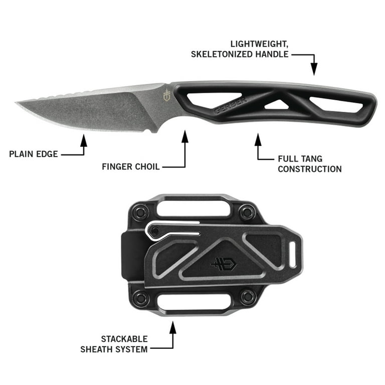 Gerber EXO MOD Hunting Knife & Saw Set - 3-Piece Kit With Snap-Together Sheaths, Black