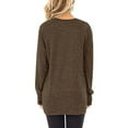 thumbnail image 4 of Women's Casual Solid T Shirts Twist Knot Tunics Tops Blouses Loose O-Neck Long Sleeve Tops Solid Blouse Khaki XXL, 4 of 8