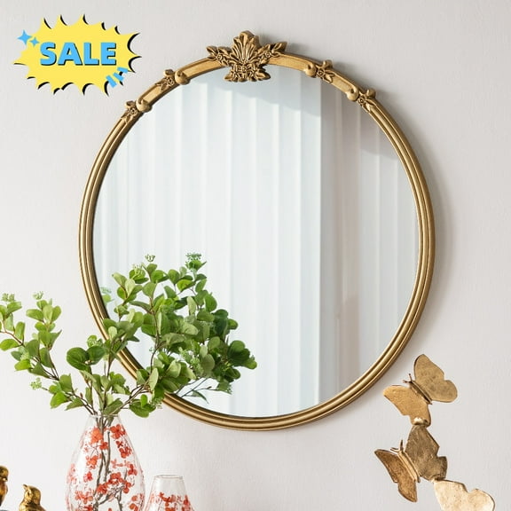 Tcbosik 30 inch Round Mirror, Wall Mounted Mirror, Circle Mirror for Living Room, Bathroom, Entryway, Foyer, Gold