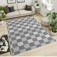 thumbnail image 2 of Black and White Geometric Checkerboard Area Rug 5x7ft Abstract Gray Checkered Pattern Indoor Rugs, with Anti-Slip Backing Washable Carpet for Living Room Bedroom Study Dining Room, 2 of 7