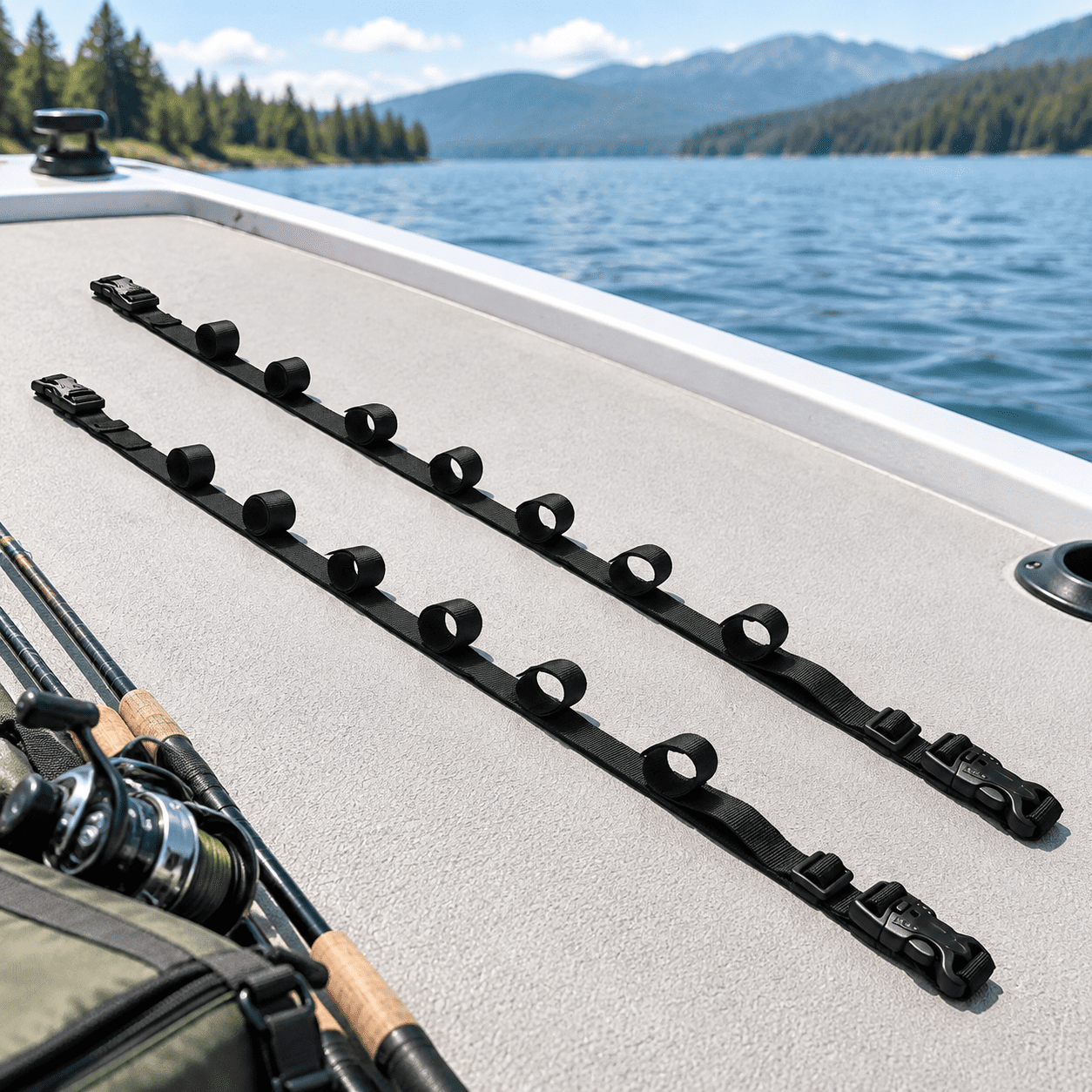 7 Capacity Adjustable Nylon Fishing Rod Rack for Pickups Full-Size SUVs and Off-Road