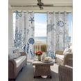 thumbnail image 2 of Summer Ocean Blackout Curtains for Bedroom Living Room, Blue Grey Shell Coral Turtle Starfish Marine Life 72 In Long Thermal Insulated Room Darkening Drapes Grommet Window Treatments, 52 x 72 In, 2 of 9