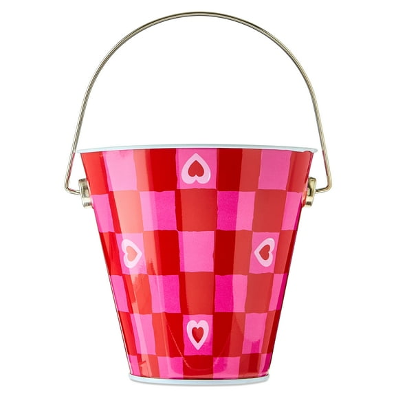 Checker Hearts Tin Pail, Red and Pink, Valentine's Day by Way To Celebrate