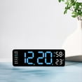 thumbnail image 4 of Reloj de Pared Digital Grande Pantalla de Temperatura y Humedad Semana Reloj Despertador de Mesa LED Electrónico 12/24H Azul, 4 of 8