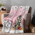 thumbnail image 2 of Pink Christmas Flannel Blanket for Bed,Travel and Camping, Dwarf Present Xmas Ball Snowflake Winter Super Soft Cozy Blanket for All Seasons 40"x60", 2 of 9